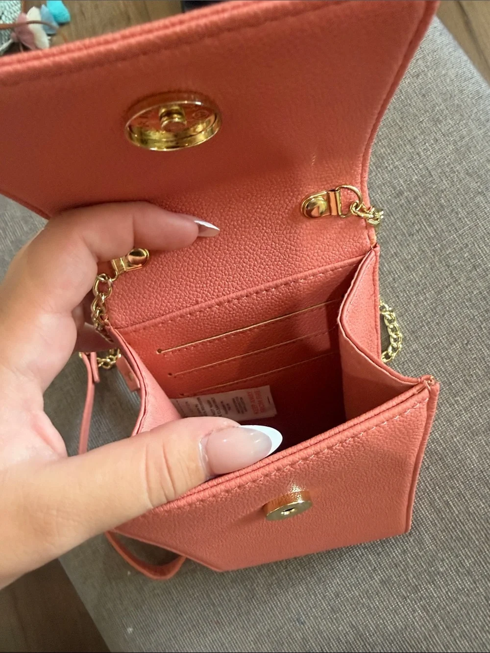 Katie Loxton Pink Crossbody Phone Bag with Gold Chain